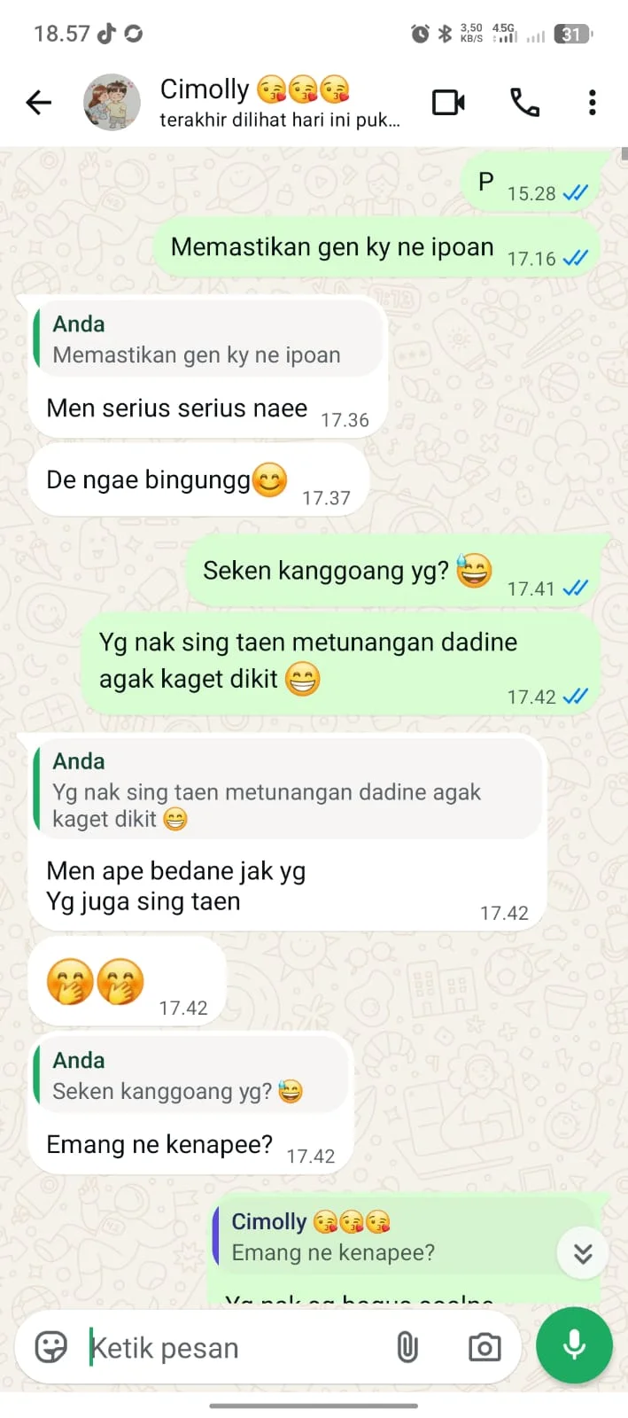 Chat pertama Coco dan Oki